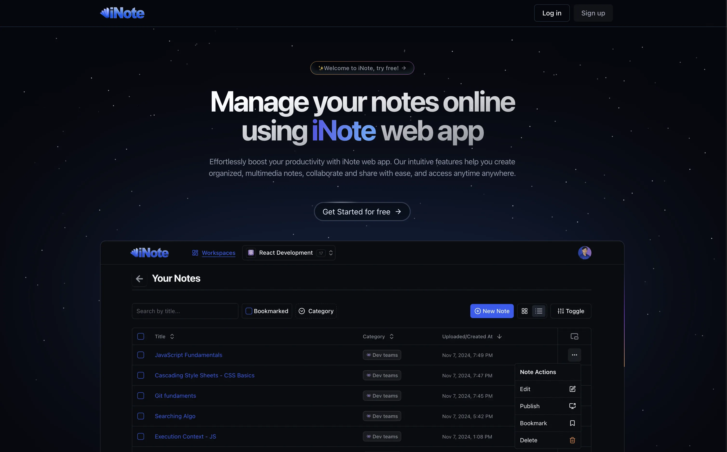 Web Notes - iNote